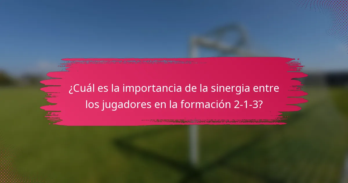 ¿Cuál es la importancia de la sinergia entre los jugadores en la formación 2-1-3?