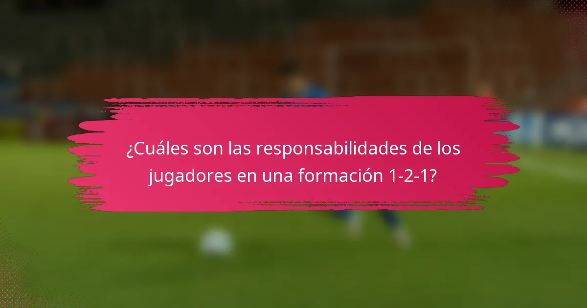 ¿Cuáles son las responsabilidades de los jugadores en una formación 1-2-1?